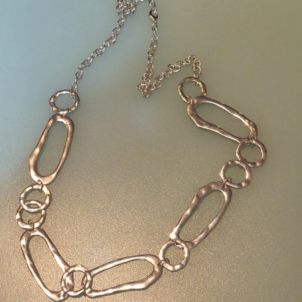 Elegant Silver Tone Statement Large Chain Link Necklace